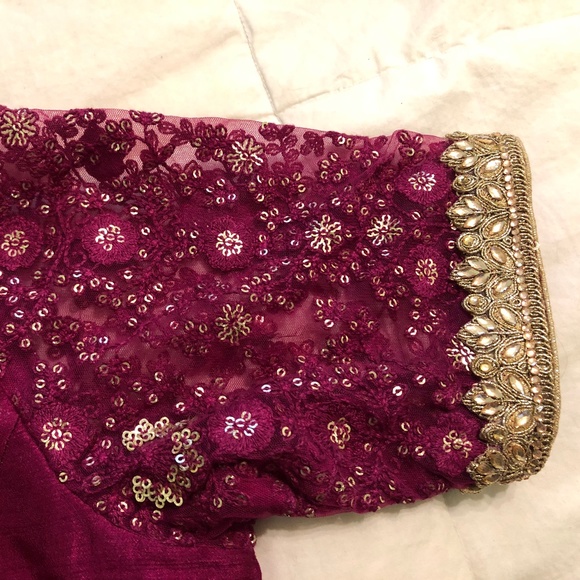 Indian Fuschia/ Plum Pink Lengha in Small - Picture 7 of 12